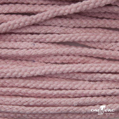 Шнур плетеный d-6 мм круглый, 70% хлопок 30% полиэстер, уп.90+/-1 м, цв.1087-розовый - купить в Петропавловске-Камчатском. Цена: 588 руб.