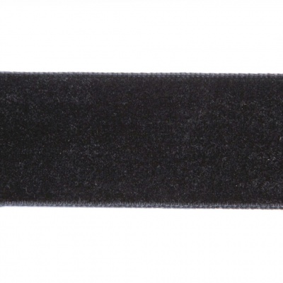 Лента бархатная нейлон, шир.25 мм, (упак. 45,7м), цв.03-черный - купить в Петропавловске-Камчатском. Цена: 800.84 руб.