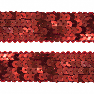 Тесьма с пайетками 3, шир. 20 мм/уп. 25+/-1 м, цвет красный - купить в Петропавловске-Камчатском. Цена: 778.19 руб.