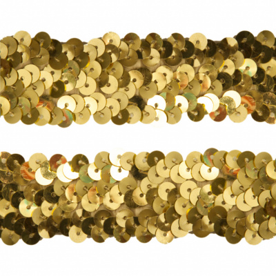 Тесьма с пайетками D16, шир. 30 мм/уп. 25+/-1 м, цвет золото - купить в Петропавловске-Камчатском. Цена: 1 087.39 руб.