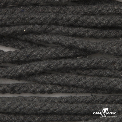 Шнур плетеный d-6 мм круглый, 70% хлопок 30% полиэстер, уп.90+/-1 м, цв.1088-т.серый - купить в Петропавловске-Камчатском. Цена: 588 руб.