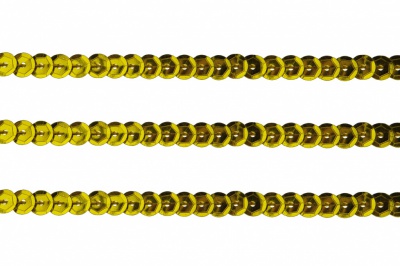 Пайетки "ОмТекс" на нитях, SILVER-BASE, 6 мм С / упак.73+/-1м, цв. А-1 - т.золото - купить в Петропавловске-Камчатском. Цена: 468.37 руб.