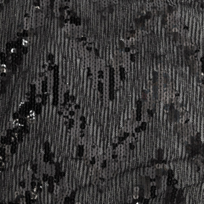 Трикотажное полотно с пайетками, шир.130 см, #311-бахрома чёрная - купить в Петропавловске-Камчатском. Цена 1 183.35 руб.