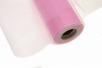 Фатин блестящий в шпульках 16-14, 12 гр/м2, шир. 15 см (в нам. 25+/-1 м), цвет розовый - купить в Петропавловске-Камчатском. Цена: 108.61 руб.