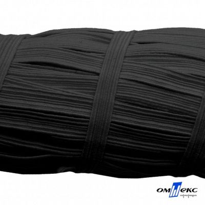 Резиновые нити с текстильным покрытием, шир. 6 мм (55 м/уп), цв.-черный - купить в Петропавловске-Камчатском. Цена: 210.75 руб.