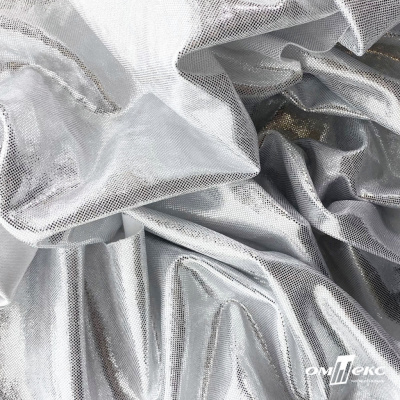 Трикотажное полотно голограмма, шир.140 см, #602 -белый/серебро - купить в Петропавловске-Камчатском. Цена 385.88 руб.