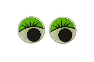 Глазки для игрушек, круглые, с бегающими зрачками, 15 мм/упак.50+/-2 шт, цв. -зеленый - купить в Петропавловске-Камчатском. Цена: 113.01 руб.