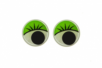 Глазки для игрушек, круглые, с бегающими зрачками, 12 мм/упак.50+/-2 шт, цв. -зеленый - купить в Петропавловске-Камчатском. Цена: 96.01 руб.