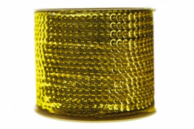 Пайетки "ОмТекс" на нитях, SILVER-BASE, 6 мм С / упак.73+/-1м, цв. 7 - св.золото - купить в Петропавловске-Камчатском. Цена: 468.37 руб.