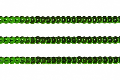 Пайетки "ОмТекс" на нитях, SILVER-BASE, 6 мм С / упак.73+/-1м, цв. 4 - зеленый - купить в Петропавловске-Камчатском. Цена: 484.77 руб.
