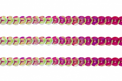 Пайетки "ОмТекс" на нитях, CREAM, 6 мм С / упак.73+/-1м, цв. 89 - розовый - купить в Петропавловске-Камчатском. Цена: 468.37 руб.