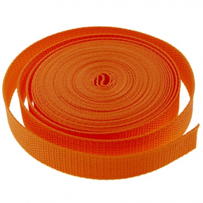 Стропа текстильная, шир. 25 мм (в нам. 50+/-1 ярд), цвет оранжевый - купить в Петропавловске-Камчатском. Цена: 409.94 руб.